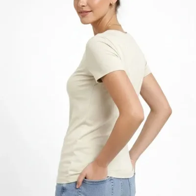Qadın Daş Slim Fit Likralı V Yaxalı Əsas Body Köynək 2