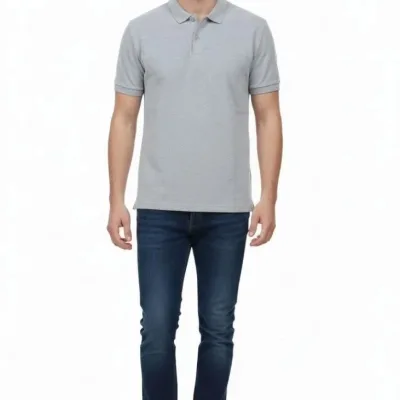 Kişi Boz Regular Pike Parça Düyməli Polo Yaxalı Köynək 5