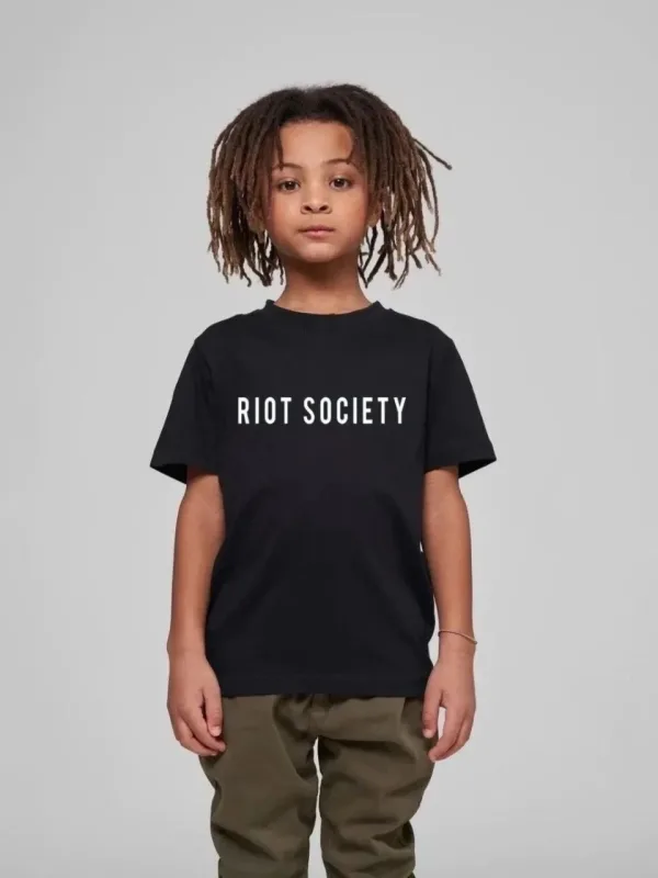 Dziecięca Czarna Oversize T-Shirt z Nadrukiem Dekolt w Serek 1