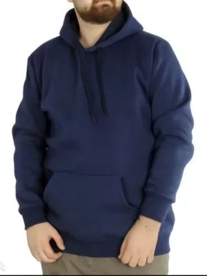 Kişi Tünd Göy Oversize 3 İplik Pambıqlı Başlıqlı Cibli Sviter
