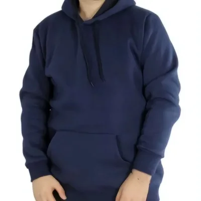 Muški tamnoplavi oversize 3-nitni pamučni kapuljač s džepovima, sweatshirt 1