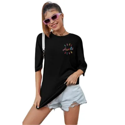 Ženska Crna Oversize Bicikli Kragna Print Majica 2