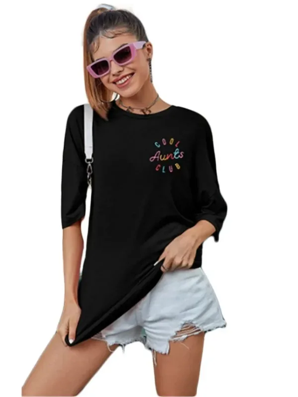 Ženska Crna Oversize Bicikli Kragna Print Majica 2