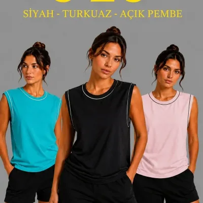 Γυναικείο Σετ 3 Τεμαχίων Αμάνικο Αθλητικό Tank Top με Στρογγυλή Λαιμόκοψη 1