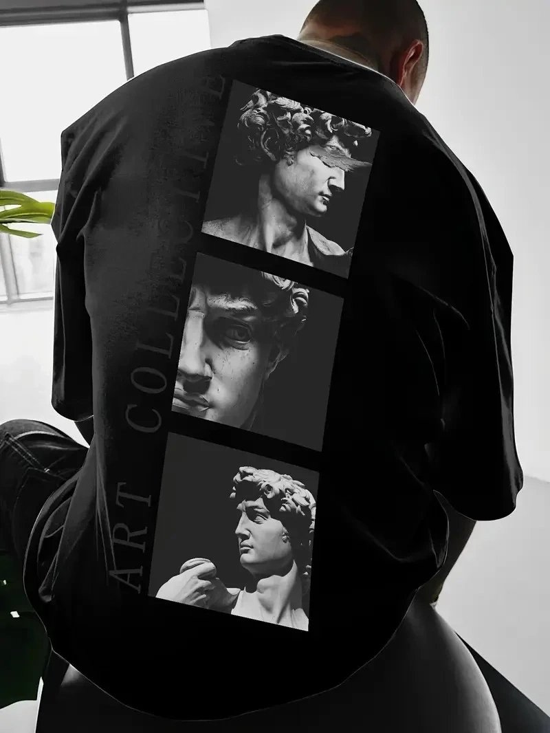 Ανδρικό Μαύρο Εκτύπωση Street Style Κοντό Μανίκι T-Shirt