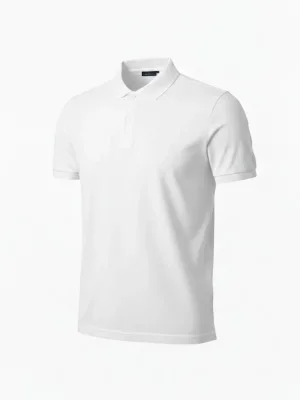 Men's White Regular Pique Fabric Button Polo Neck T-Shirt