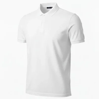 Men's White Regular Pique Fabric Button Polo Neck T-Shirt 1