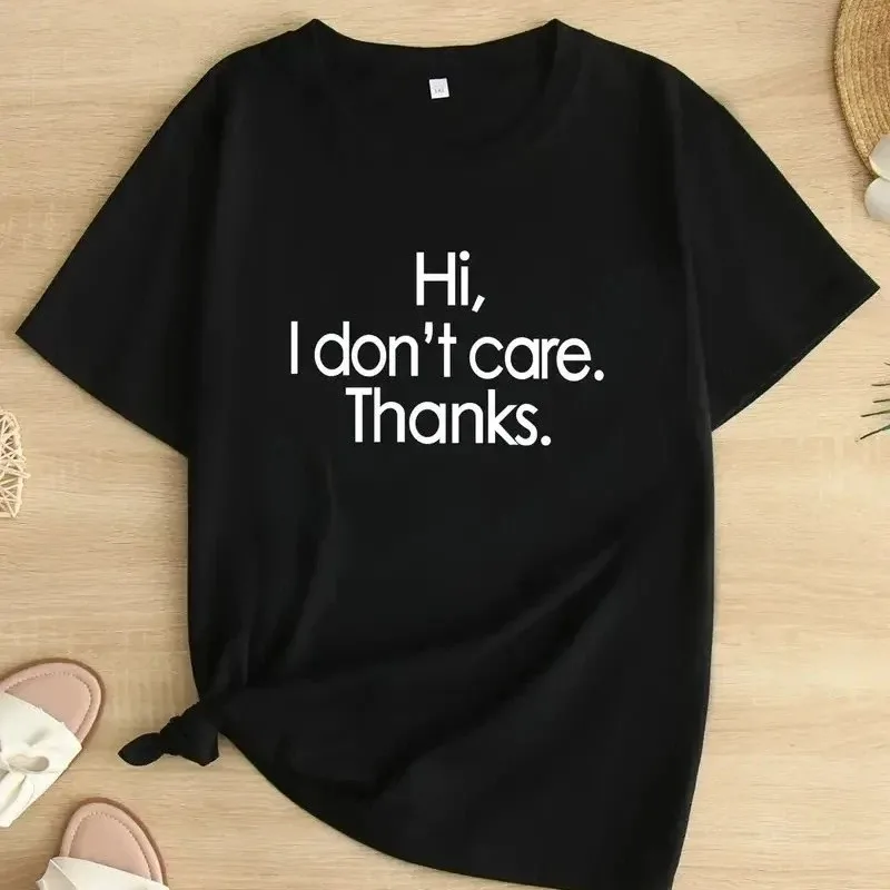 Dámske čierne bicyklové tričko s potlačou Hi I Don't Care