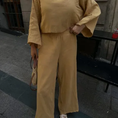 Hlače I Bluza Muslin set Camel 4