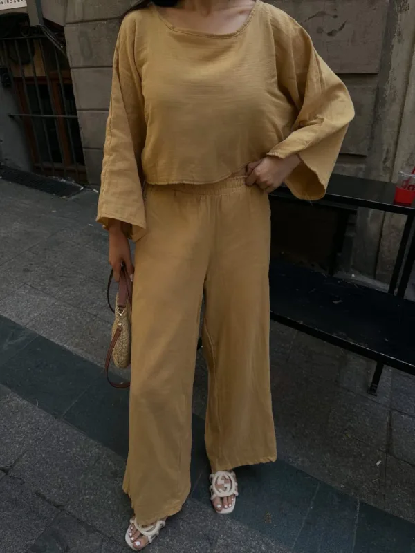 Hlače I Bluza Muslin set Camel 4