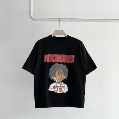 Dětské černé potištěné oversized tričko s kulatým výstřihem 1