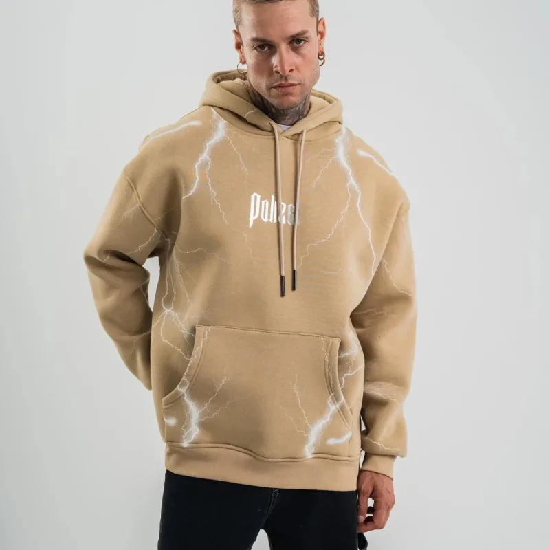 Men's Smoke Oversized 3-Thread Cotton Printed Hooded Sweatshirt
