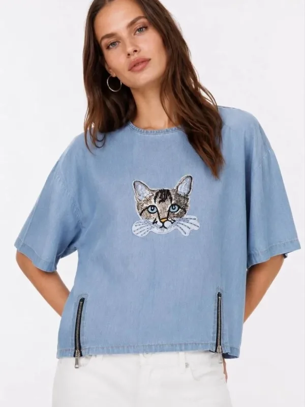 Muška plava oversize bicikli kragna print majica 1