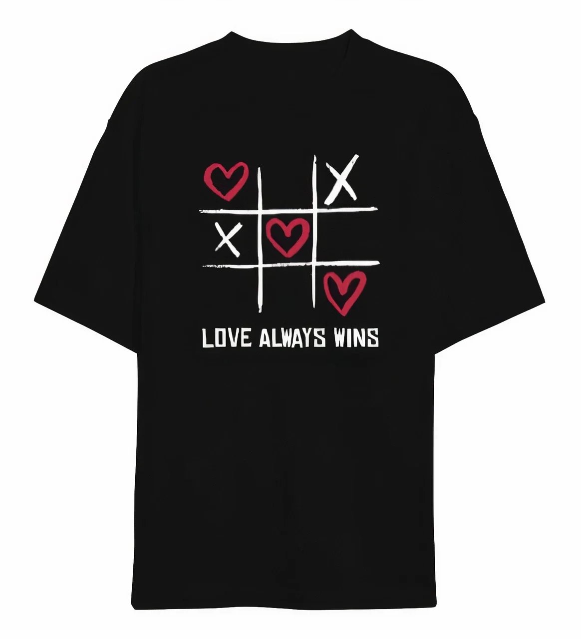 Γυναικείο Μαύρο Oversize Love Always Wins Ποδήλατο Λαιμό Τυπωμένο Τ-Shirt