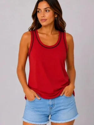 Γυναικείο Κόκκινο Αμάνικο Αθλητικό Tank Top με Στρογγυλή Λαιμόκοψη