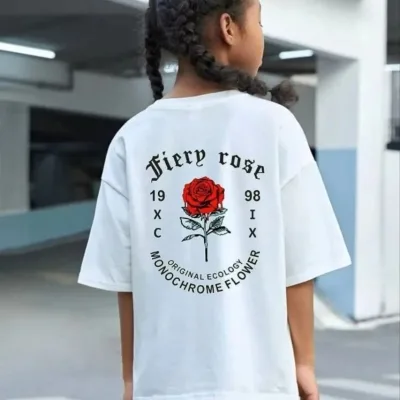 Dětské bílé oversized tričko s potiskem 2