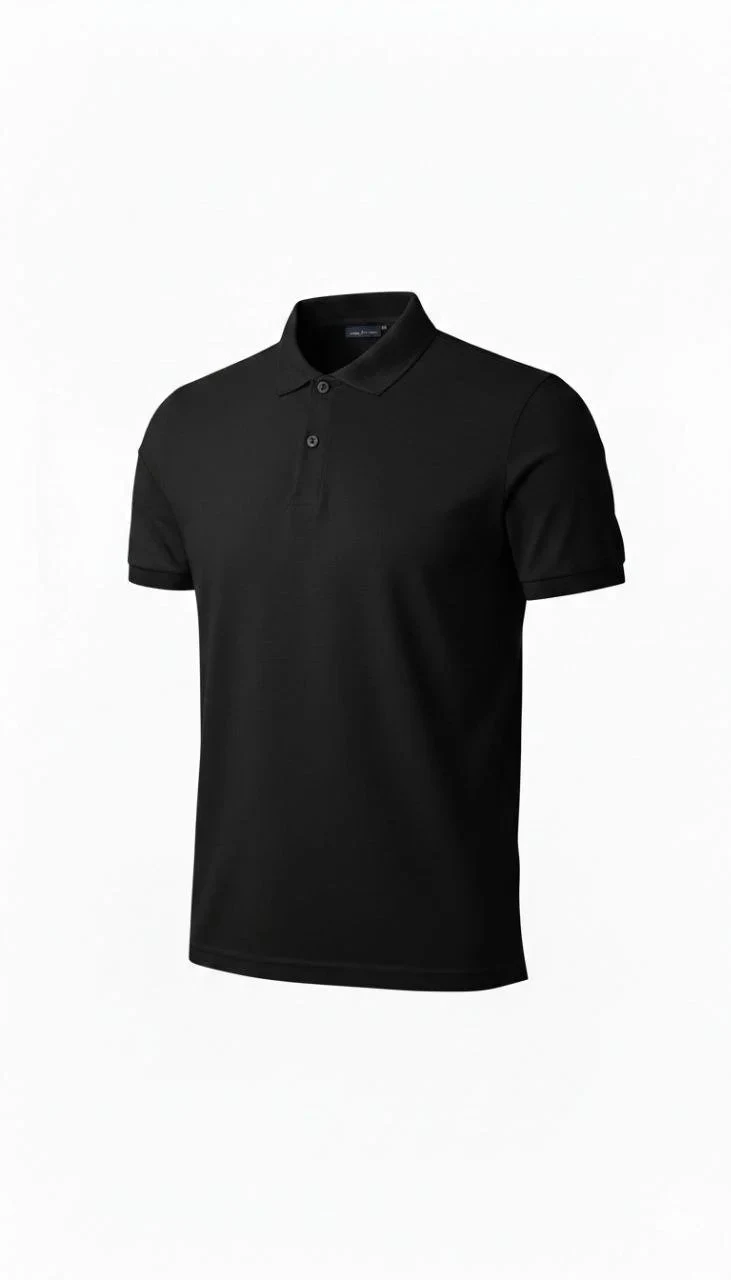 Erkek Siyah Regular Fit Pike Kumaş Düğmeli Polo Yaka Tişört