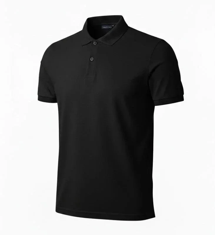 Muška crna regular fit pike tkanina dugmad polo kragna majica