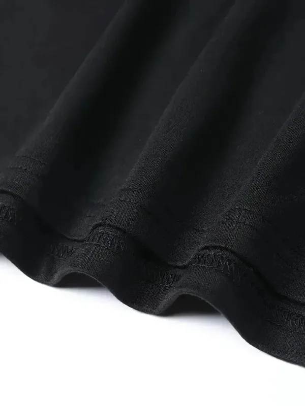Kişi Qara Oversize Velosiped Yaxası Çap Yaylıq Köynək 3