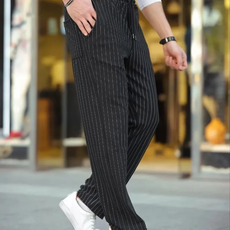 Ανδρικό Μαύρο Υφαντό Κρεπ Jogger Παντελόνι, Άνετο