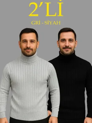 Masculin Set 2 Bucati Canelat Complet Gat Guler Ghem Tricot Pulover