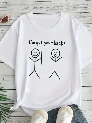 Dámske biele oversize tričko s potlačou "I've Got Your Back"