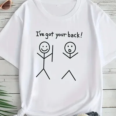 Dámske biele oversize tričko s potlačou "I've Got Your Back" 1