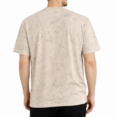 Ανδρικό Μπεζ Oversize Acid Wash Ποδήλατο Λαιμόκοψη Μπλουζάκι 2