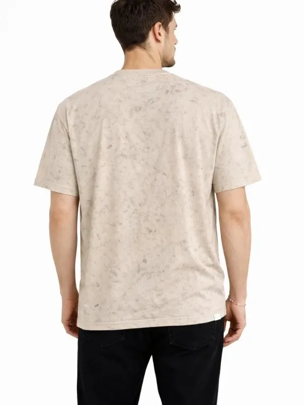 Ανδρικό Μπεζ Oversize Acid Wash Ποδήλατο Λαιμόκοψη Μπλουζάκι 2