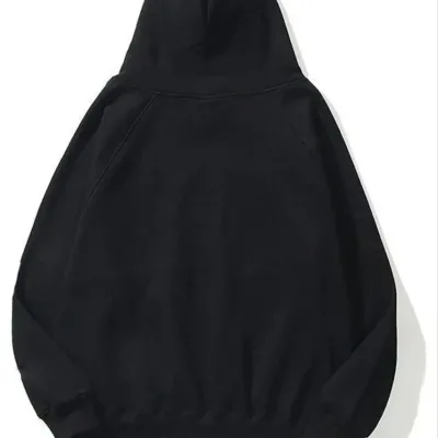 Dámský černý bavlněný sweatshirt s kapucí a kapsou klokaní, 3-nitný 1