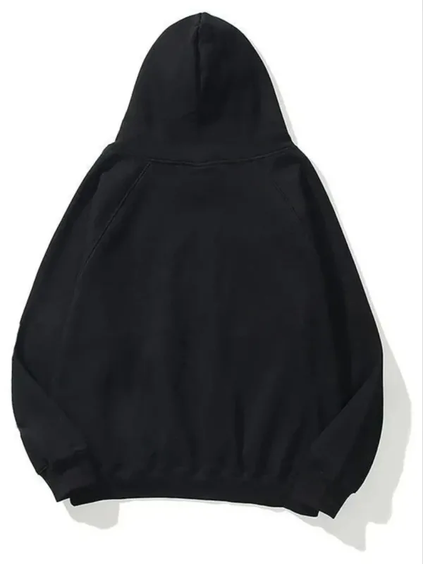 Dámský černý bavlněný sweatshirt s kapucí a kapsou klokaní, 3-nitný 1