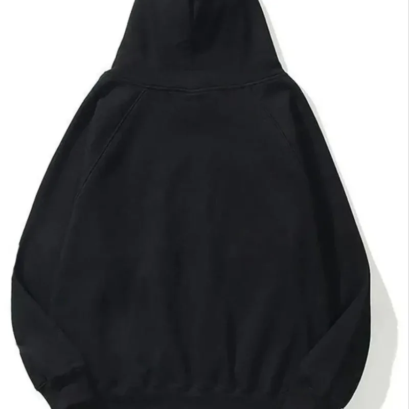 Dámský černý bavlněný sweatshirt s kapucí a kapsou klokaní, 3-nitný