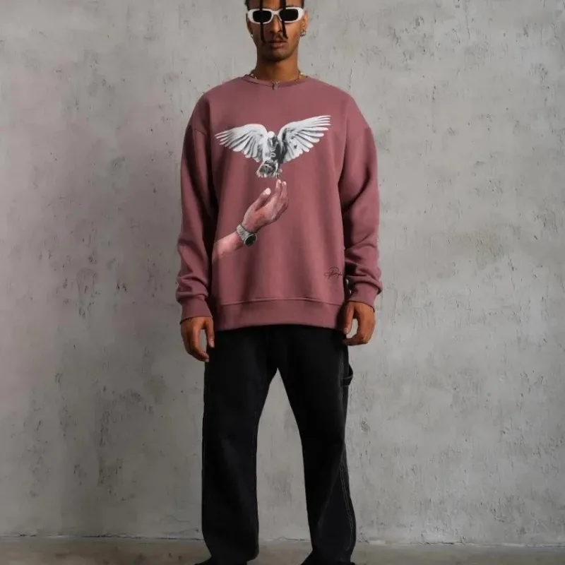 Muška roze oversize biciklistički kragna s printom