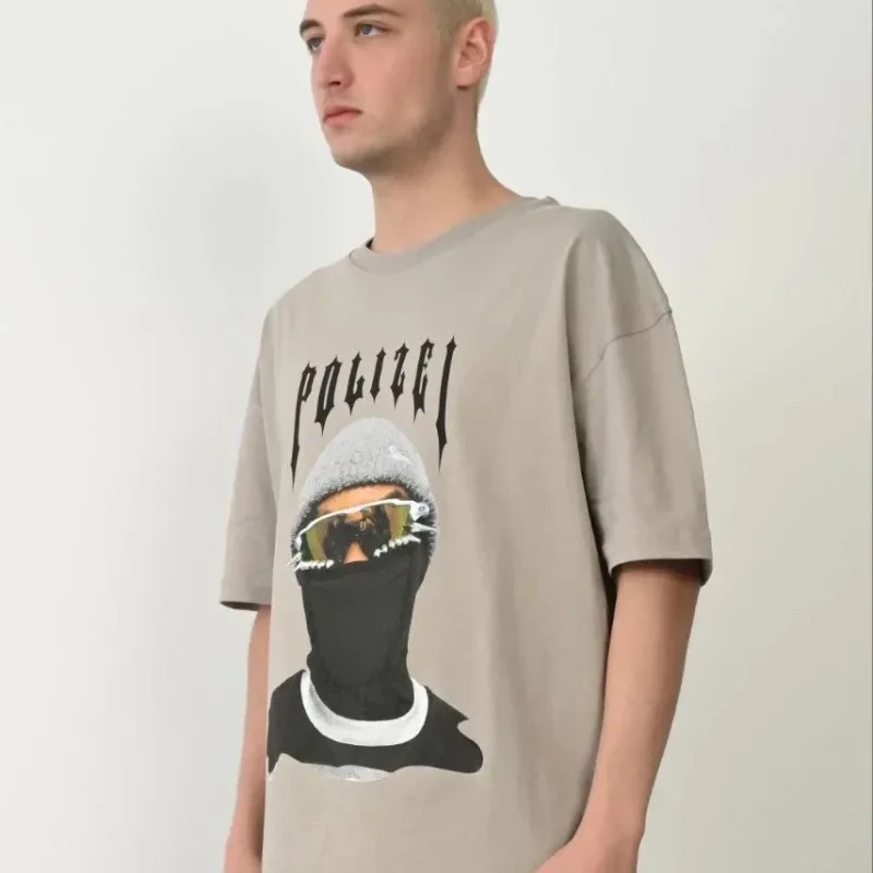 Férfi szürke oversized biciklinyakas nyomott póló