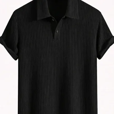 Black White 2-Pack Men's Oversize Ribbed Polo Neck 2