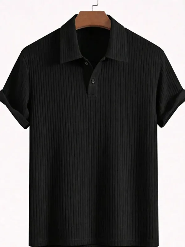 Black White 2-Pack Men's Oversize Ribbed Polo Neck 2