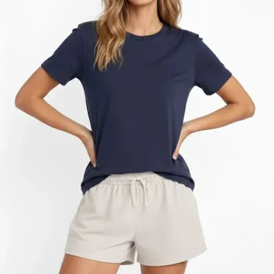 Γυναικείο Indigo Oversize Ποδήλατο Λαιμό Modal Μαλακή Υφή T-shirt 3