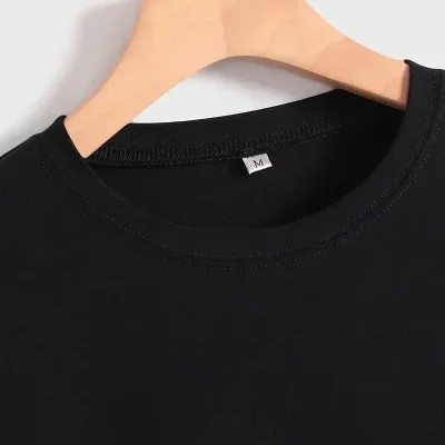 Damski Czarny Oversize Rowerowy Kołnierz Nadrukowany T-shirt 4