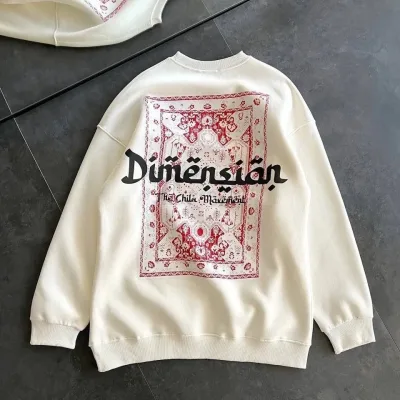 Gratë të Bardhë 3 Fije Pambuku Jakë Biçiklete të Shtypur Sweatshirt 2
