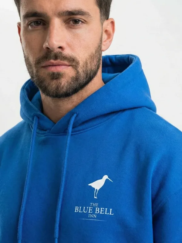 Férfi Sötétkék 3 Szálas Pamut Nyomott Kapucnis Zsebes Sweatshirt 6