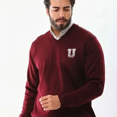 Burra Triko e Thurur Oversize me Jakë V Burgundy me Print 1