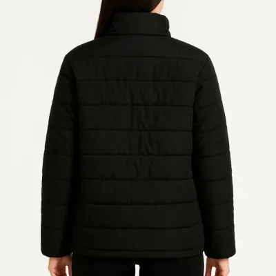Women's Black Waterproof Quilted Lined Zippered Bomber Jacket 2