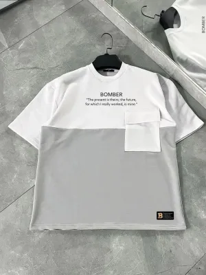 Muška siva patchwork džepna kratkih rukava T-shirt