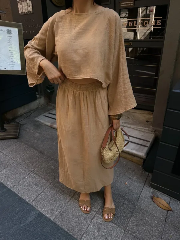 Bluza i suknja Muslin set Kamel 4