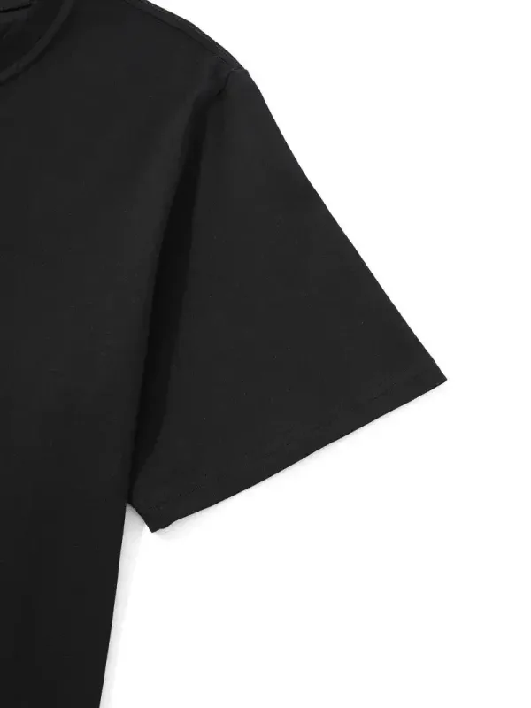 Muška crna oversize bicikli kragna štampana letnja majica 2
