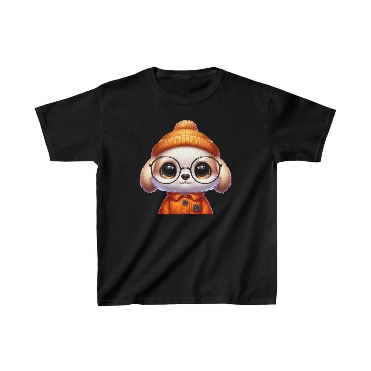Παιδικό Μαύρο Τυπωμένο Oversize Στρογγυλό Λαιμό T-Shirt