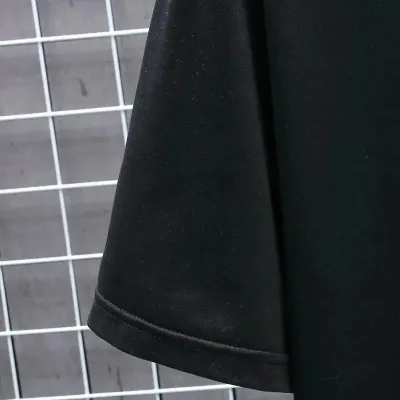 Férfi Fekete Oversize Kerékpárnyakú Nyomott Póló 3