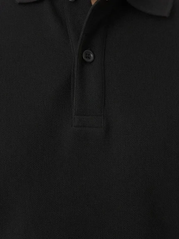 Muška crna regular fit pike tkanina dugmad polo kragna majica 2