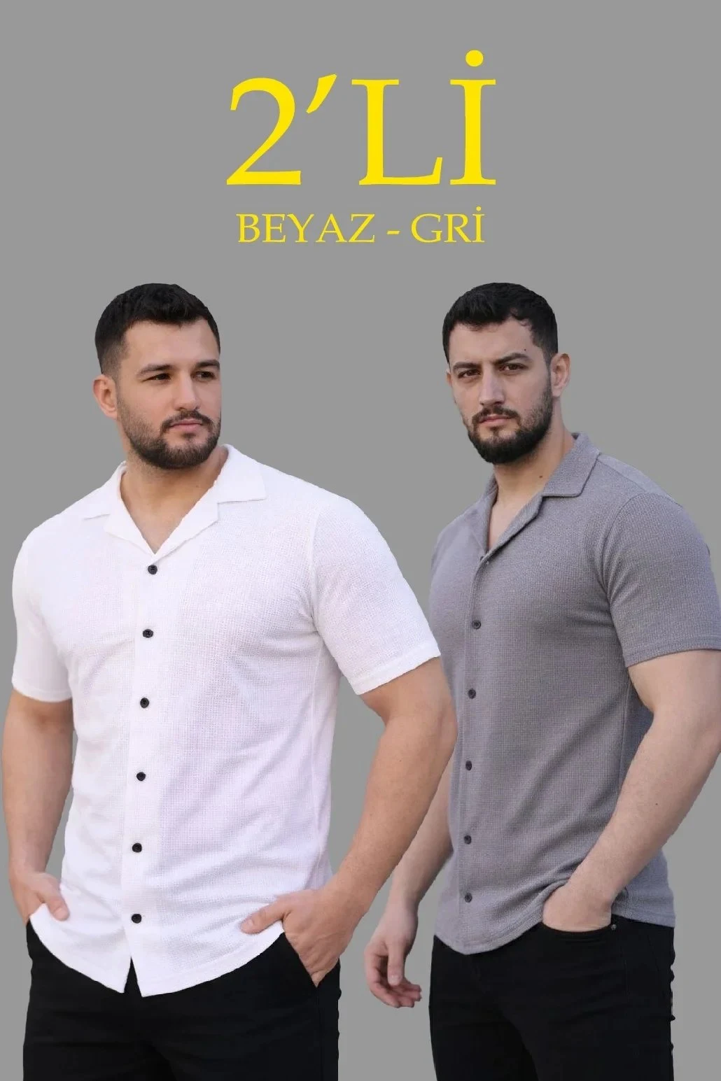 Kirasê Mêran 2'lî Set Waffle Tevna Stû Vekirî Bişkokî