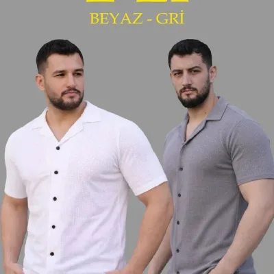 Kirasê Mêran 2'lî Set Waffle Tevna Stû Vekirî Bişkokî 1